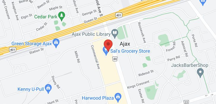 map of 100 HARWOOD AVE S